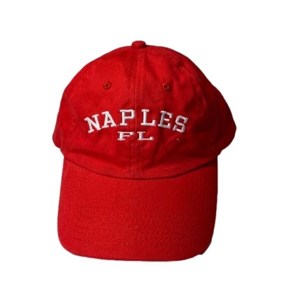 Naples FL Hat Red White Spellout Embroidered  One Size Fits Most - Picture 1 of 7
